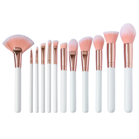 Natural-Synthetic Brushes set - 12pcs - Pink