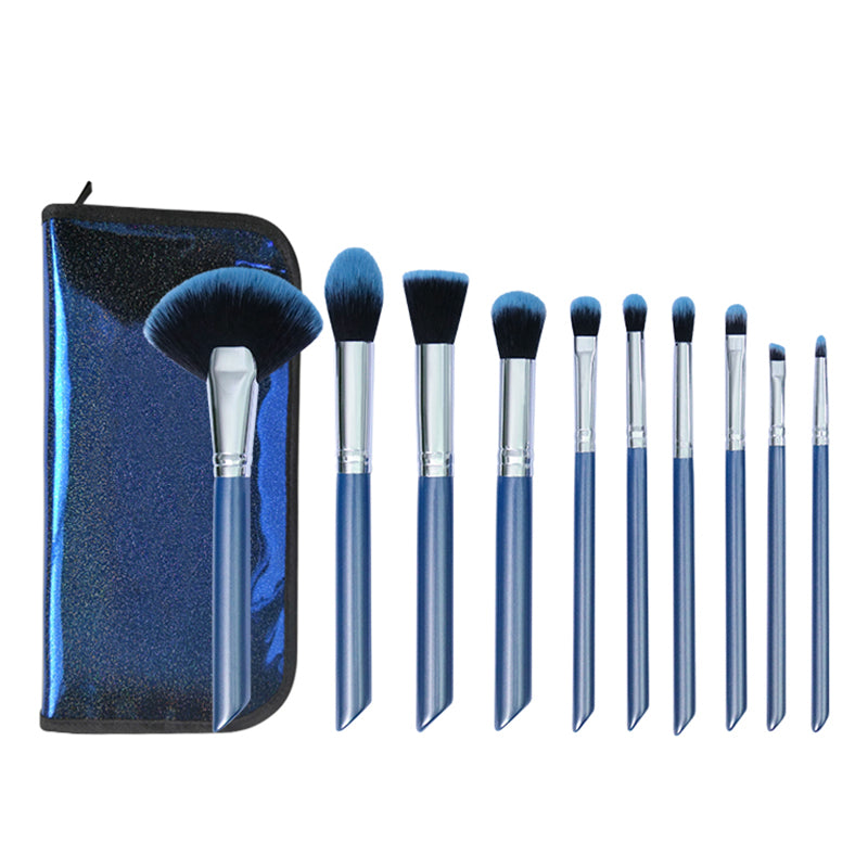 Professional Makeup Brushes Set- 10pcs - Blue