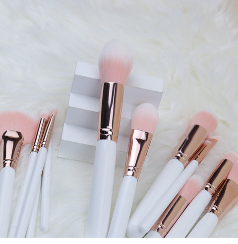 Natural-Synthetic Brushes set - 12pcs - Pink