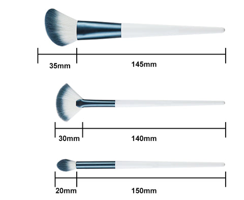 Professional Makeup Brushes Set - 11pcs - Blue and White