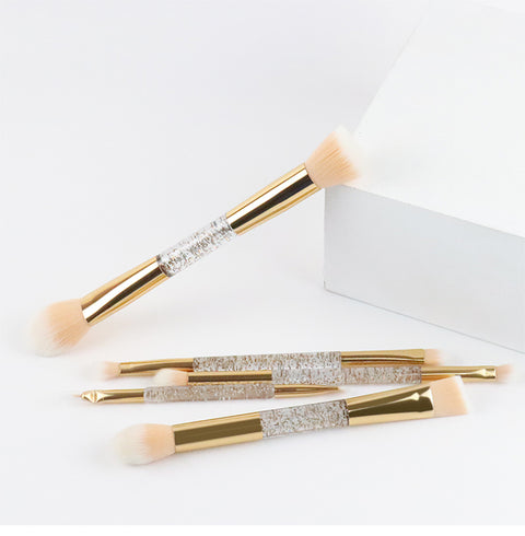Duo End Synthetic Makeup Brush - 5pcs - Golden
