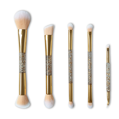 Duo End Synthetic Makeup Brush - 5pcs - Golden