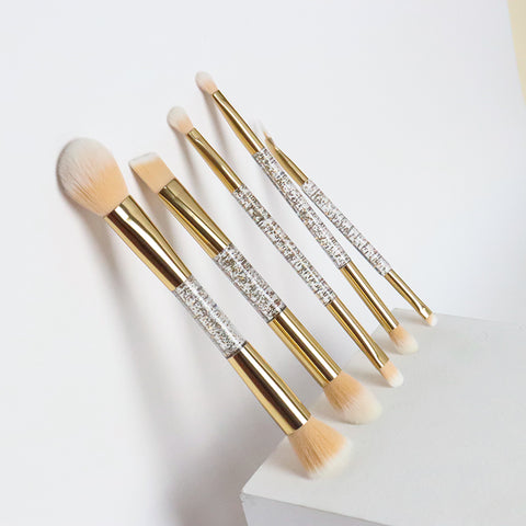 Duo End Synthetic Makeup Brush - 5pcs - Golden
