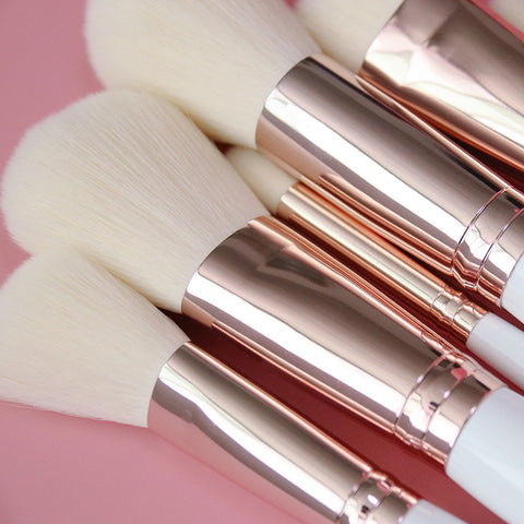 Makeup Brush Set Manufacturer - 9pcs - White and Pink