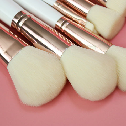 Makeup Brush Set Manufacturer - 9pcs - White and Pink