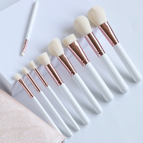 Makeup Brush Set Manufacturer - 9pcs - White and Pink