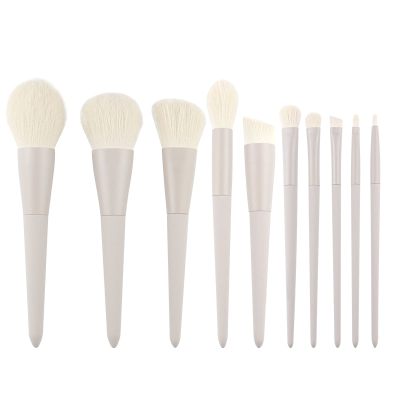 Custom Makeup Brush Set - 10pcs - Matte White Gray