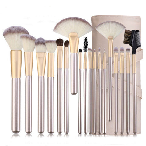 Premium Cosmetic Makeup Brush Set - 12/18/24pcs - Golden