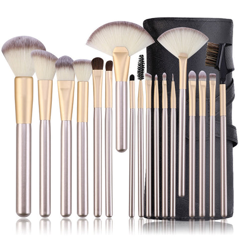 Premium Cosmetic Makeup Brush Set - 12/18/24pcs - Golden