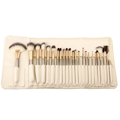 Premium Cosmetic Makeup Brush Set - 12/18/24pcs - Golden